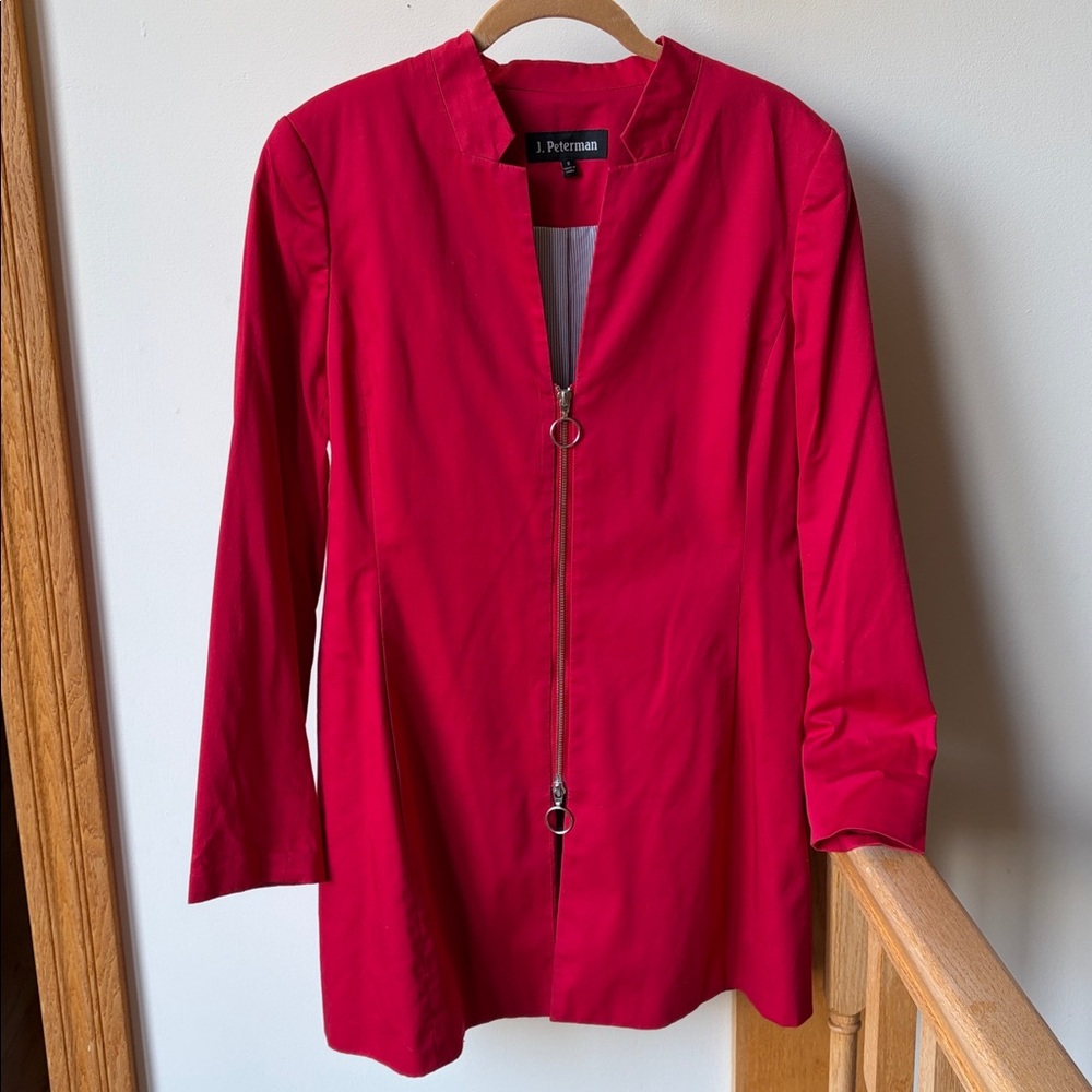 J. Peterman Long Tunic Length Blazer Jacket Size 8